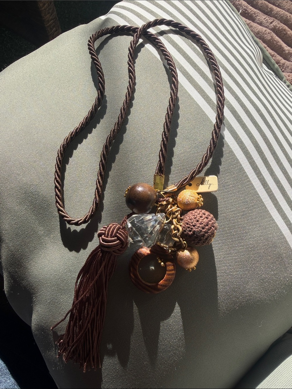 Milly Brown and Gold Tassel Pendant Necklace